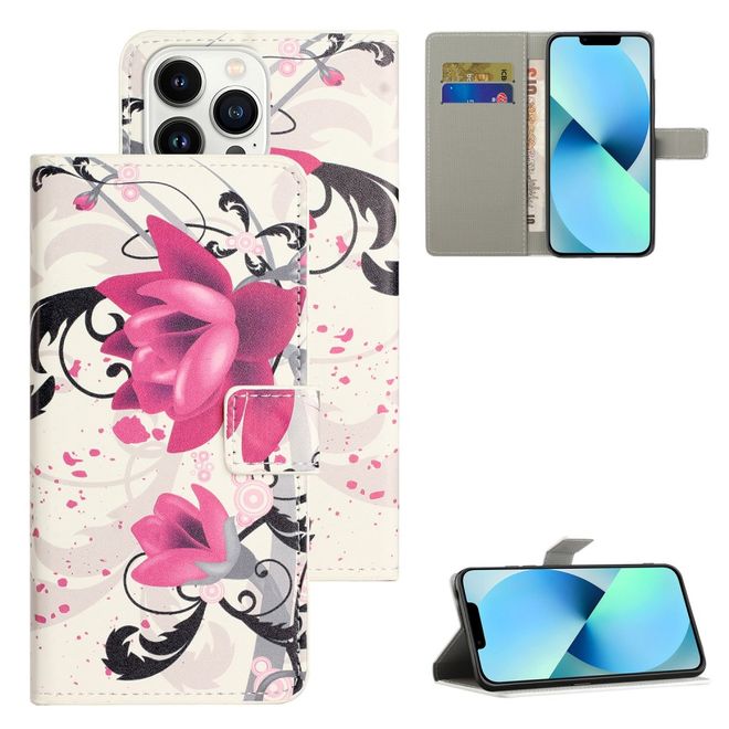 iPhone 16 Pro Max Handy Hülle - Leder Bookcover Image Series - Lotus