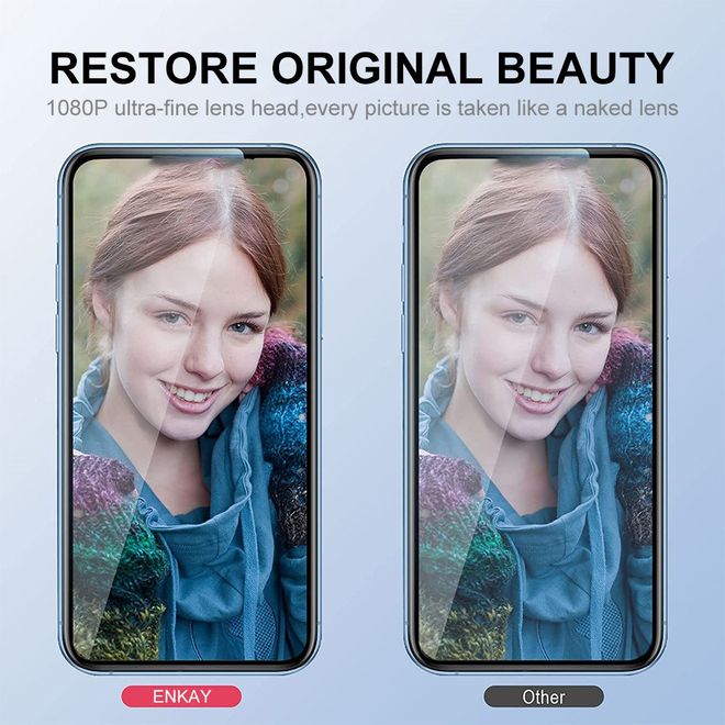 Enkay - iPhone 16 / 16 Plus Kamera Glas - Glitter Metall Ring - rosa