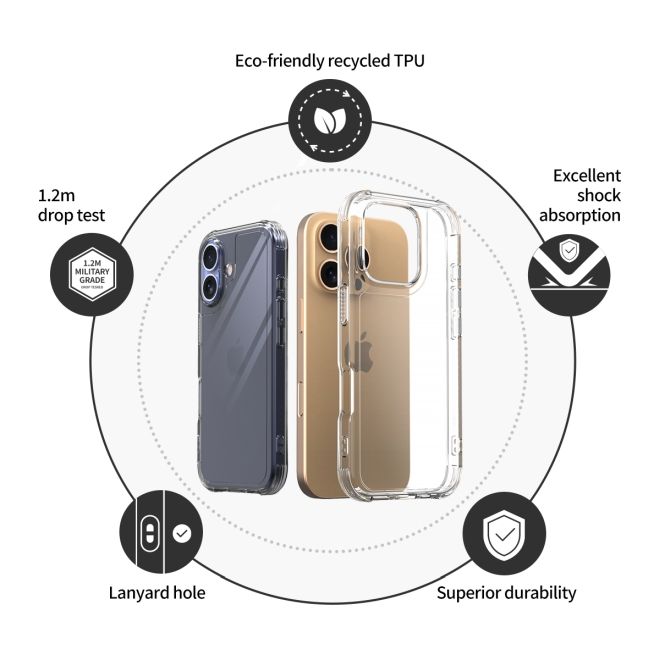 Araree - iPhone 16 Pro Hülle - Case aus TPU Plastik - Anti-Slip Grip - Flexield Series - schwarz
