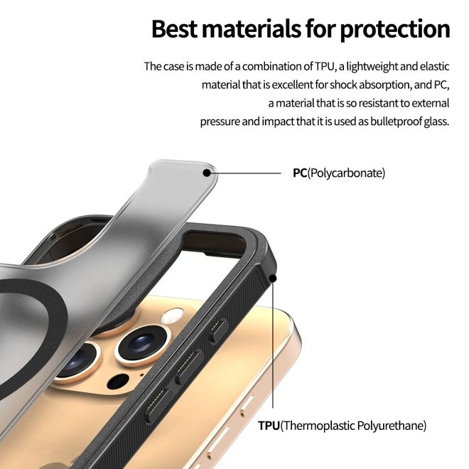 Araree - iPhone 16 Pro Hülle - Hardcase aus TPU und PC - MagSafe kompatibel - Duple M Armor Series - schwarz