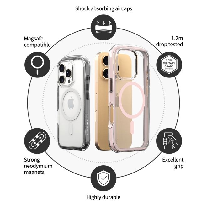 Araree - iPhone 16 Pro Hülle - Case aus TPU und PC - MagSafe kompatibel - Duple M Air Series - pink