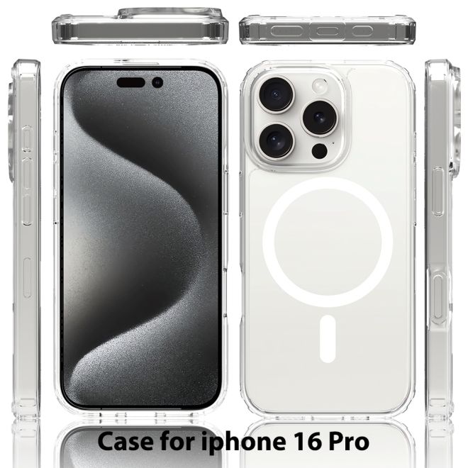Coque transparente pour iPhone 16 Pro (PC/TPU) - Série MagSafe - Transparente
