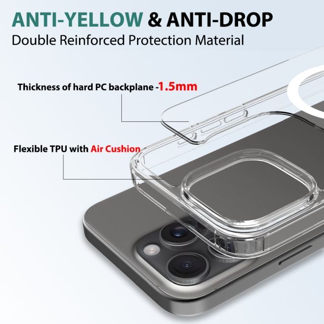 iPhone 16 Pro Max Clear Case (PC/TPU) - MagSafe Series case - transparent