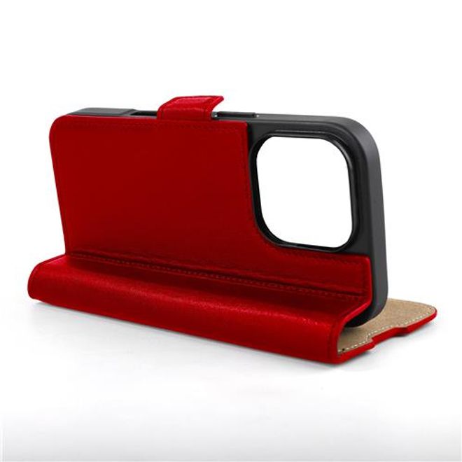 Mike Galeli - iPhone 16 Pro Hülle - Echtleder Bookcover - Fabio - rot