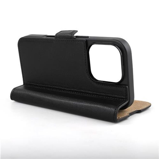 Mike Galeli - iPhone 16 Pro Hülle - Echtleder Bookcover - Fabio - schwarz