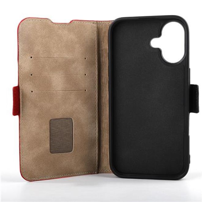 Mike Galeli - iPhone 16 Plus Hülle - Echtleder Bookcover - Fabio - rot