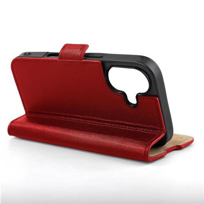 Mike Galeli - iPhone 16 Plus Hülle - Echtleder Bookcover - Fabio - rot
