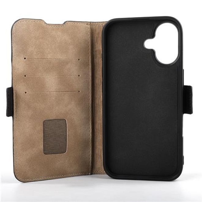 Mike Galeli - iPhone 16 Plus Hülle - Echtleder Bookcover - Fabio - schwarz