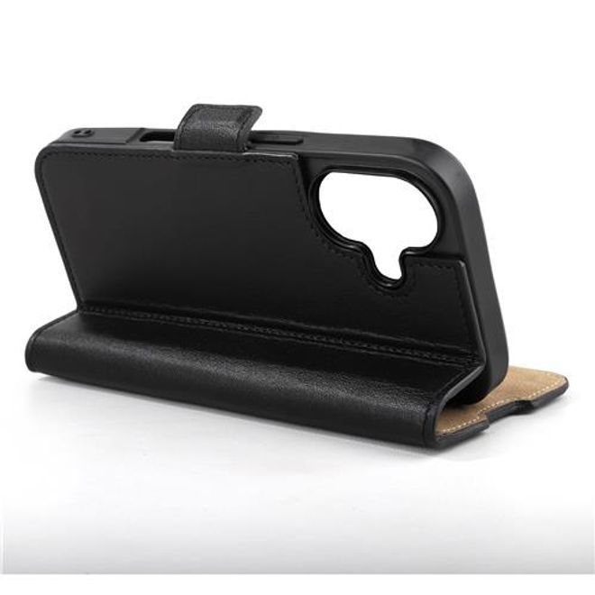 Mike Galeli - iPhone 16 Plus Hülle - Echtleder Bookcover - Fabio - schwarz