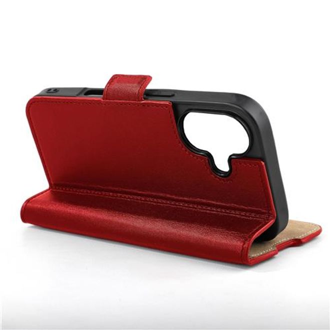 Mike Galeli - iPhone 16 Hülle - Echtleder Bookcover - Fabio - rot
