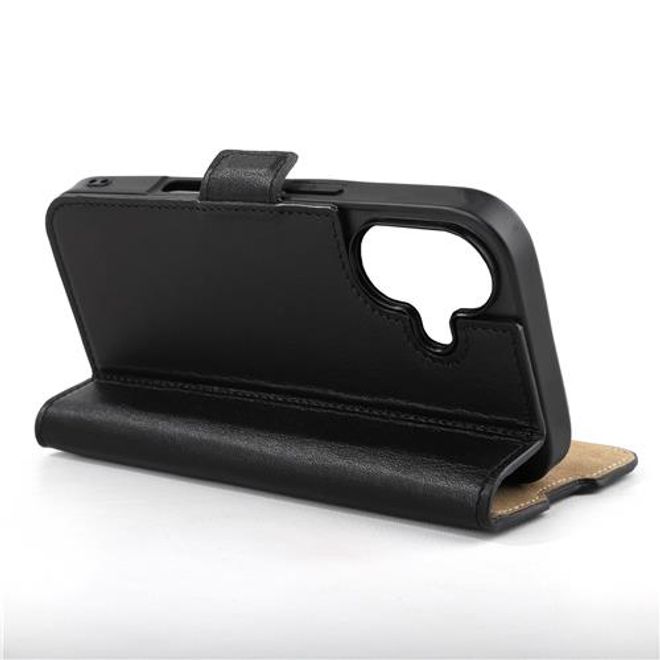 Mike Galeli - iPhone 16 Hülle - Echtleder Bookcover - Fabio - schwarz