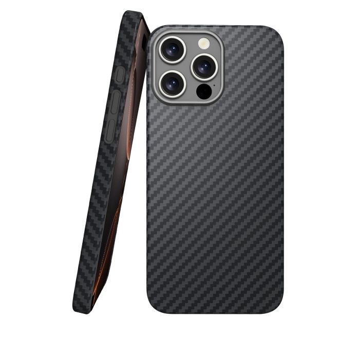Coque de protection en aramide pour iPhone 16 Pro Max - Coque ArmourShell MagSafe en véritable Kevlar - Noir/Gris