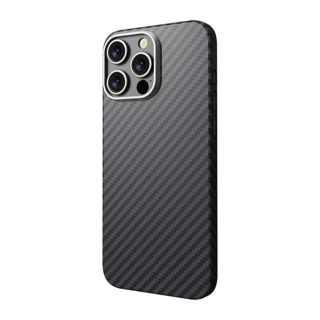 Coque de protection en aramide pour iPhone 16 Pro Max - Coque ArmourShell MagSafe en véritable Kevlar - Noir/Gris