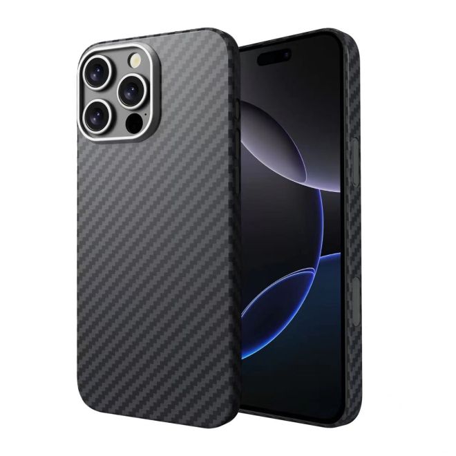 iPhone 16 Pro Aramid Schutzhülle - Real Kevlar ArmourShell MagSafe Series Case - schwarz/grau