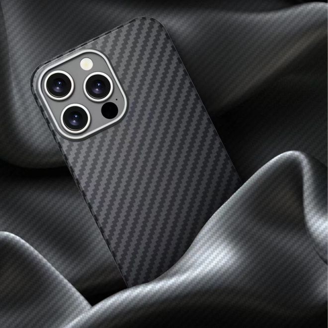 iPhone 16 Pro Aramid Schutzhülle - Real Kevlar ArmourShell MagSafe Series Case - schwarz/grau