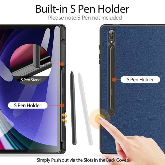 Dux Ducis - Samsung Galaxy Tab S10+ / Galaxy Tab S9+ / Galaxy Tab S9 FE+ Hülle - Leder Smart Flip Case - Domo Series - blau