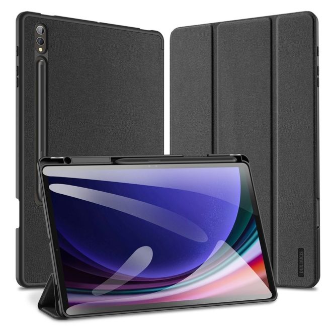 Dux Ducis - Samsung Galaxy Tab S10+ / Galaxy Tab S9+ / Galaxy Tab S9 FE+ Hülle - Leder Smart Flip Case - Domo Series - schwarz
