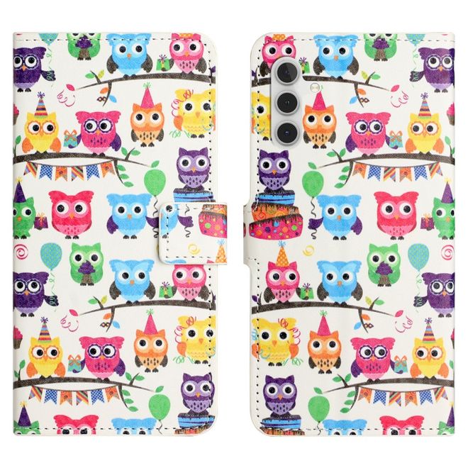 Samsung Galaxy S24 FE Handy Hülle - Leder Bookcover Image Series - Eulen