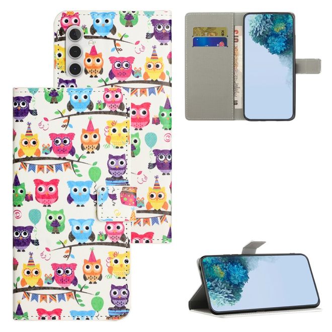 Samsung Galaxy S24 FE Handy Hülle - Leder Bookcover Image Series - Eulen