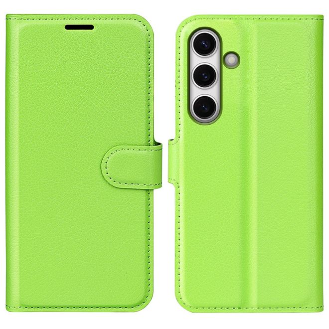 Samsung Galaxy S24 FE Handy Hülle - Litchi Leder Bookcover Series - grün
