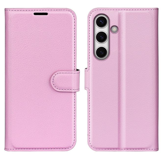 Samsung Galaxy S24 FE Handy Hülle - Litchi Leder Bookcover Series - rosa