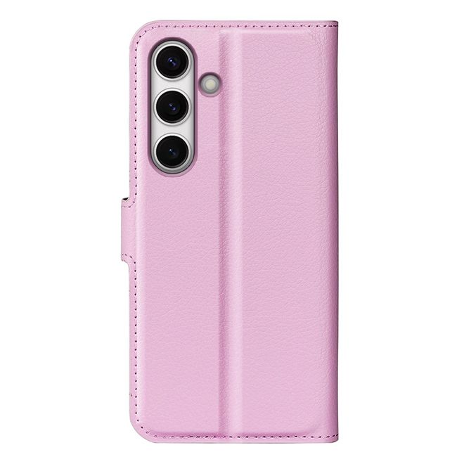 Samsung Galaxy S24 FE Handy Hülle - Litchi Leder Bookcover Series - rosa