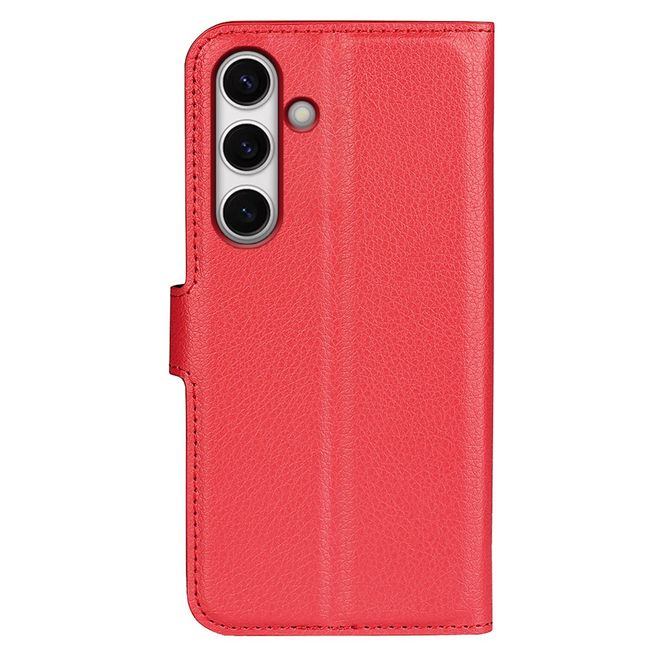 Samsung Galaxy S24 FE Handy Hülle - Litchi Leder Bookcover Series - rot