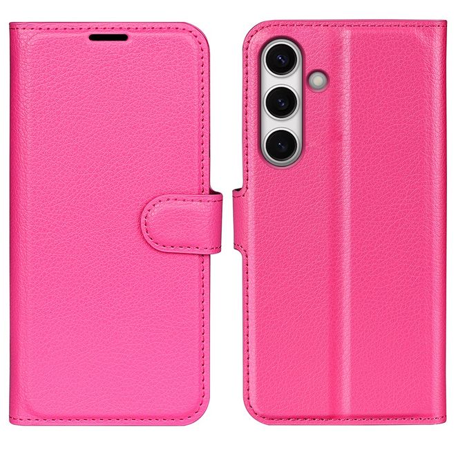 Samsung Galaxy S24 FE Handy Hülle - Litchi Leder Bookcover Series - pink