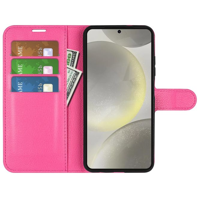 Samsung Galaxy S24 FE Handy Hülle - Litchi Leder Bookcover Series - pink
