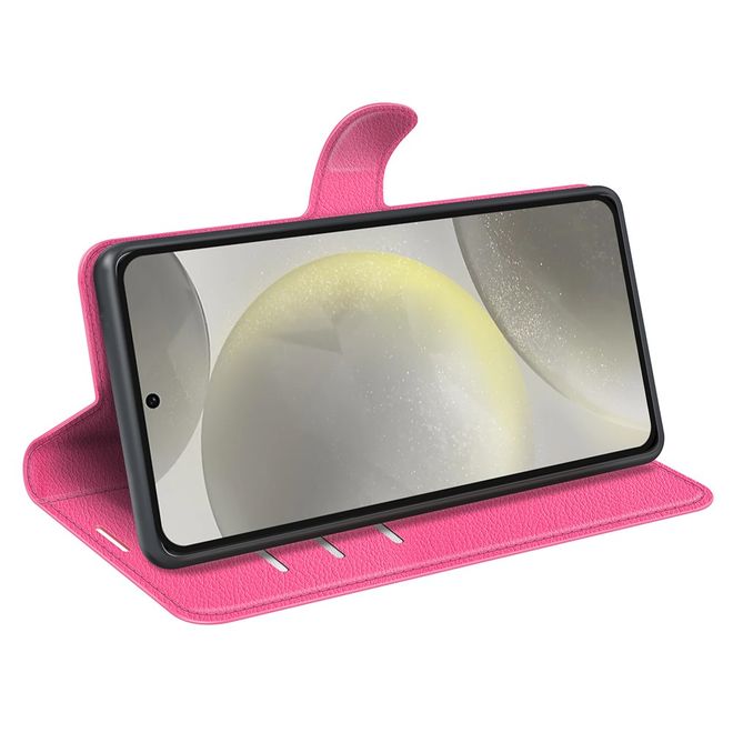 Samsung Galaxy S24 FE Handy Hülle - Litchi Leder Bookcover Series - pink