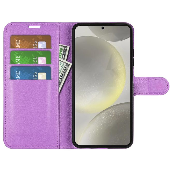Samsung Galaxy S24 FE Handy Hülle - Litchi Leder Bookcover Series - purpur