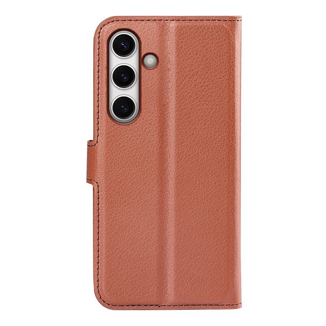 Samsung Galaxy S24 FE Handy Hülle - Litchi Leder Bookcover Series - braun