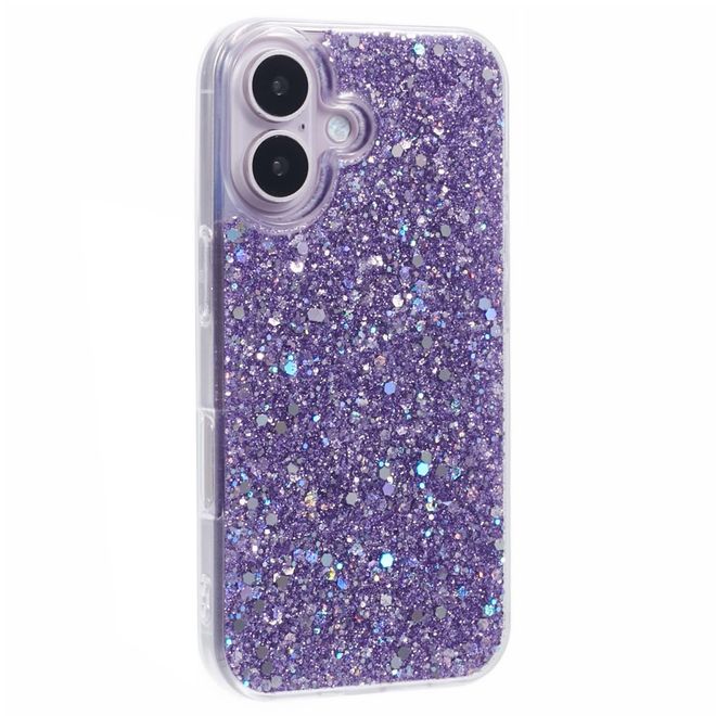 Coque pour iPhone 16 - Série coque souple en TPU pailleté - Violet