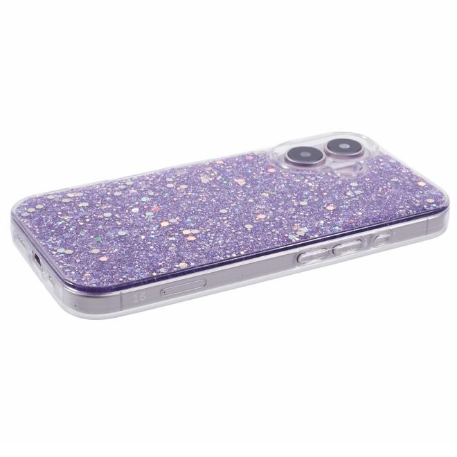 Coque pour iPhone 16 - Série coque souple en TPU pailleté - Violet