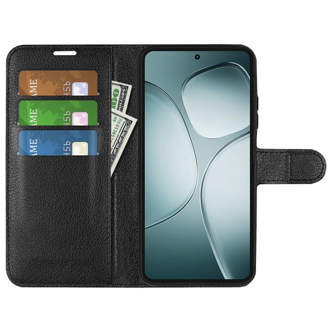 Xiaomi 14T Handy Hülle - Litchi Leder Bookcover Series - schwarz