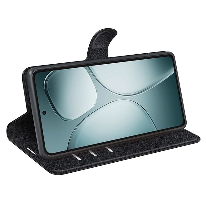 Xiaomi 14T Handy Hülle - Litchi Leder Bookcover Series - schwarz