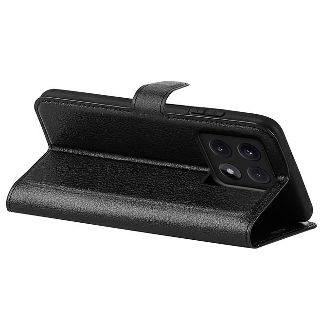 Xiaomi 14T Handy Hülle - Litchi Leder Bookcover Series - schwarz