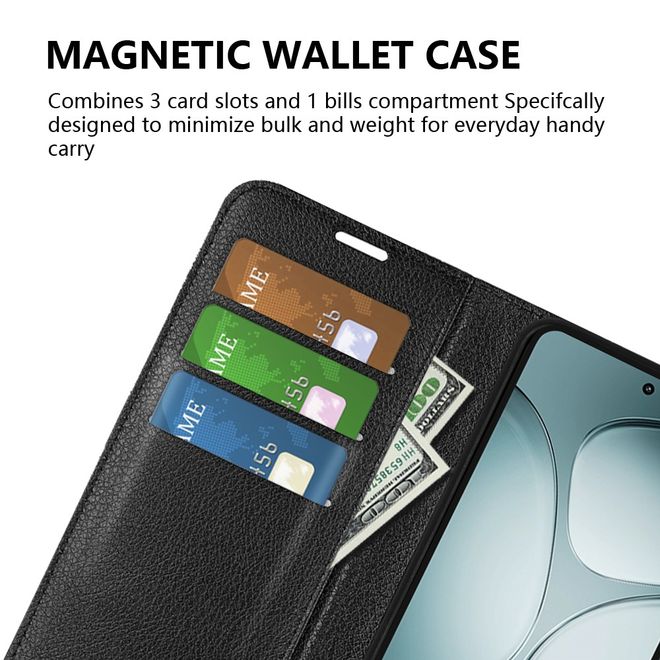 Xiaomi 14T Handy Hülle - Litchi Leder Bookcover Series - schwarz