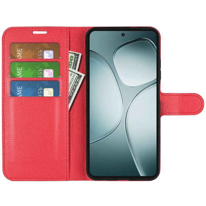 Xiaomi 14T Handy Hülle - Litchi Leder Bookcover Series - rot