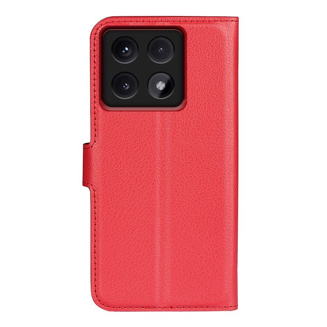 Xiaomi 14T Handy Hülle - Litchi Leder Bookcover Series - rot