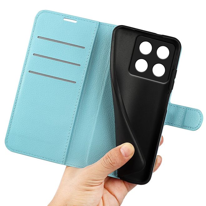 Xiaomi 14T Handy Hülle - Litchi Leder Bookcover Series - blau