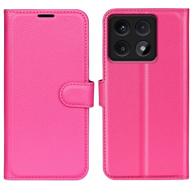 Xiaomi 14T Handy Hülle - Litchi Leder Bookcover Series - pink