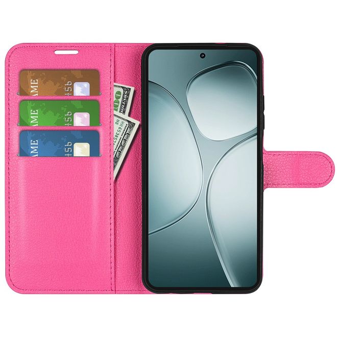Xiaomi 14T Handy Hülle - Litchi Leder Bookcover Series - pink