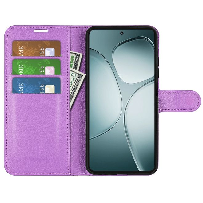 Xiaomi 14T Handy Hülle - Litchi Leder Bookcover Series - purpur