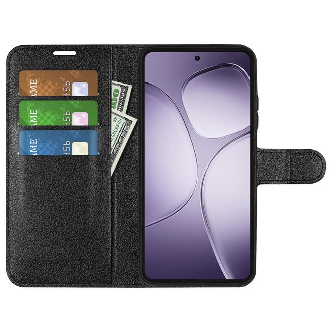 Xiaomi 14T Pro Handy Hülle - Litchi Leder Bookcover Series - schwarz
