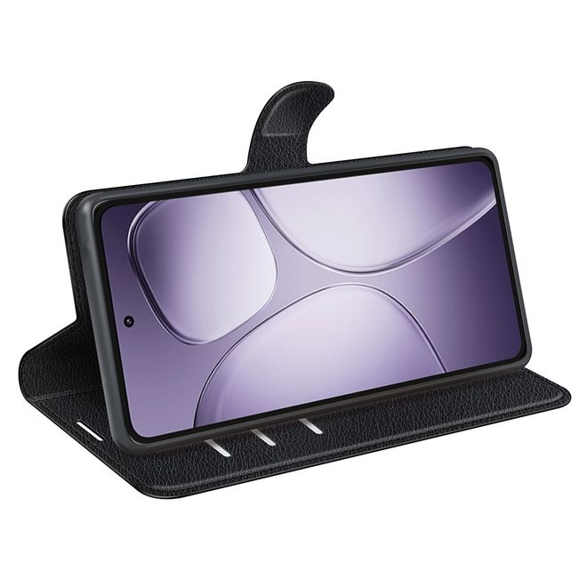 Xiaomi 14T Pro Handy Hülle - Litchi Leder Bookcover Series - schwarz