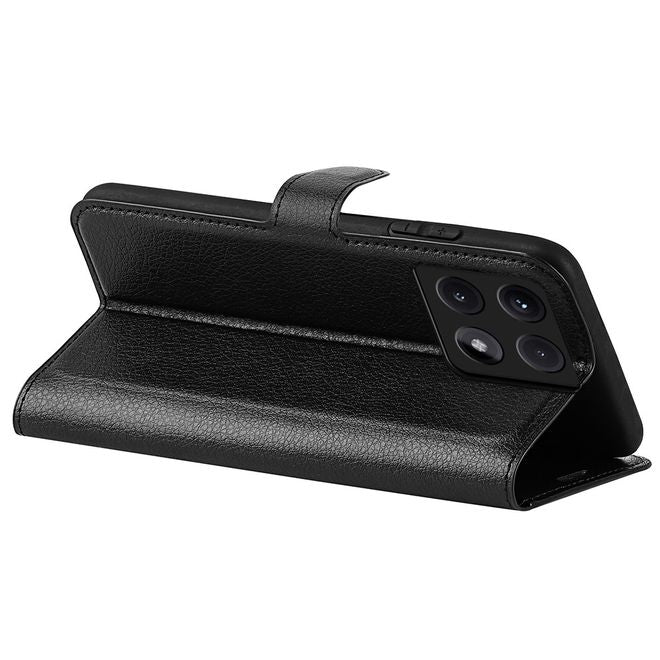 Xiaomi 14T Pro Handy Hülle - Litchi Leder Bookcover Series - schwarz