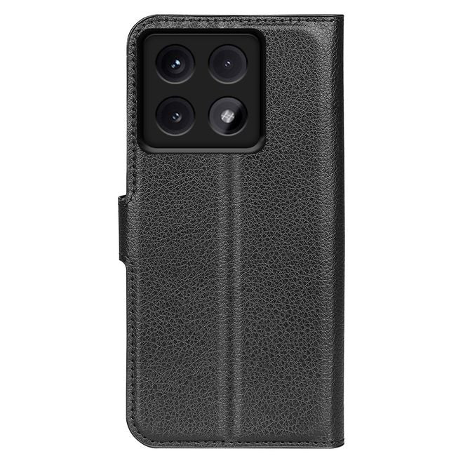 Xiaomi 14T Pro Handy Hülle - Litchi Leder Bookcover Series - schwarz