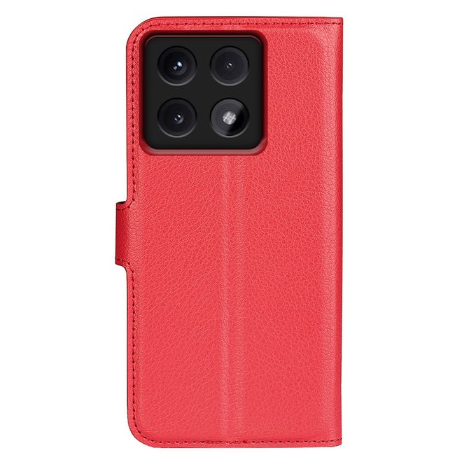 Xiaomi 14T Pro Handy Hülle - Litchi Leder Bookcover Series - rot