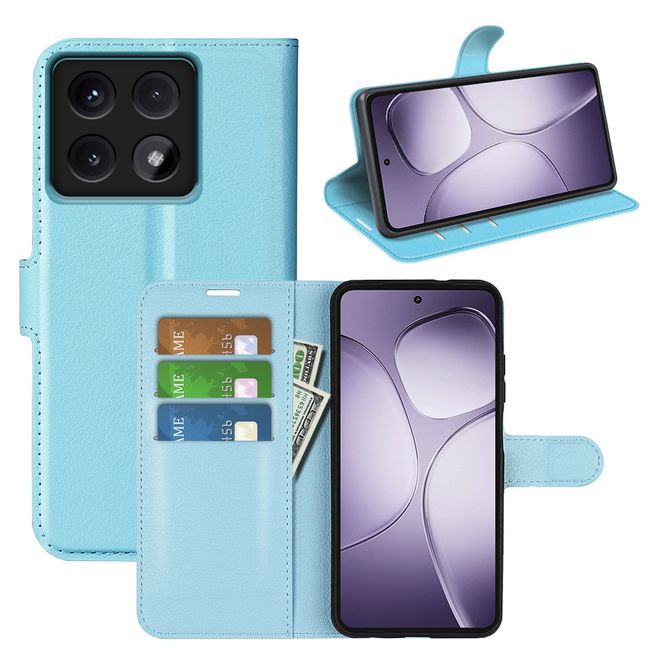 Xiaomi 14T Pro Handy Hülle - Litchi Leder Bookcover Series - blau